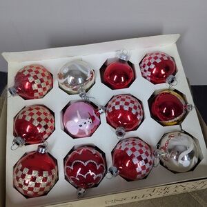 Curated Vintage Christmas Ornaments – Red Glass Baubles Set of 12